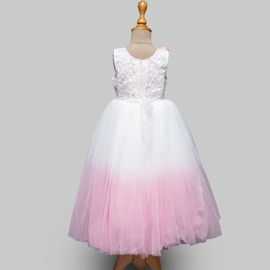 Pink & White Kids Gown Back View