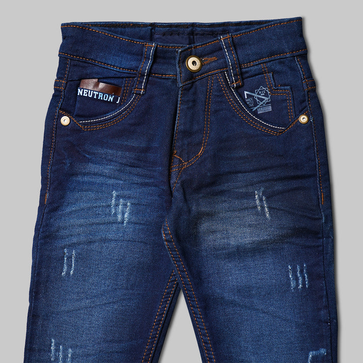 Fashionable Rugged Jeans for Boys Close Up View