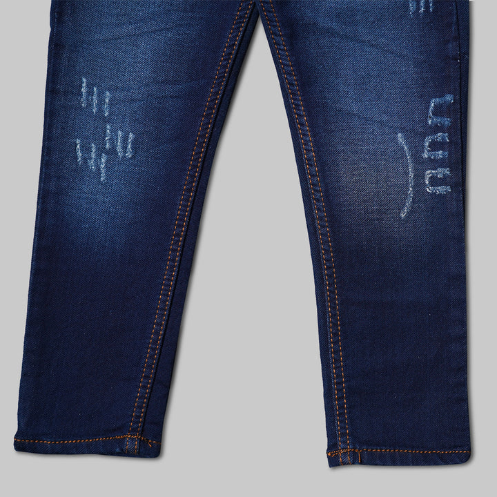 Fashionable Rugged Jeans for Boys Close Up View
