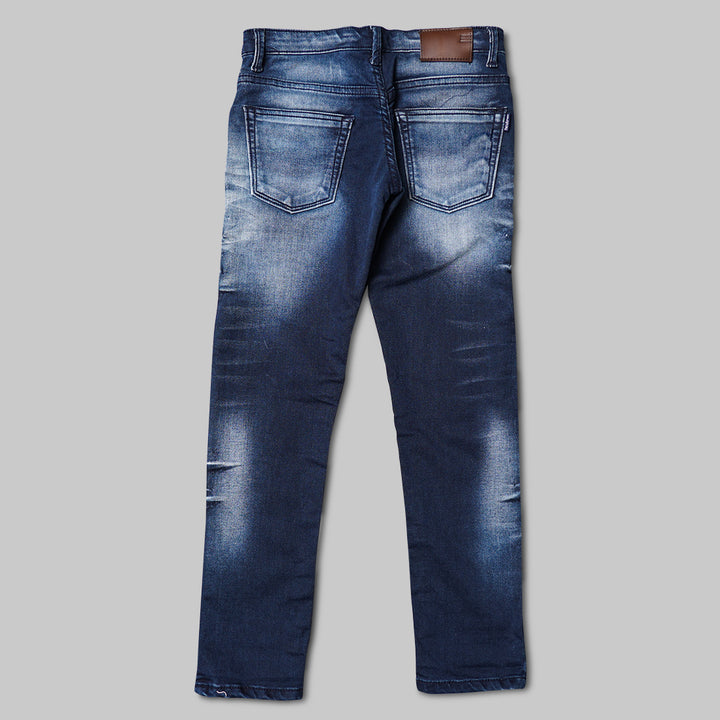 Navy Blue Fix Waist Jeans for Boys Back View