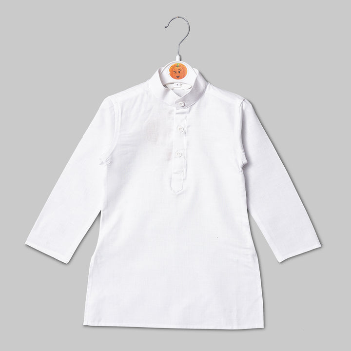 Solid White Kurta Pajama for Kids Top View