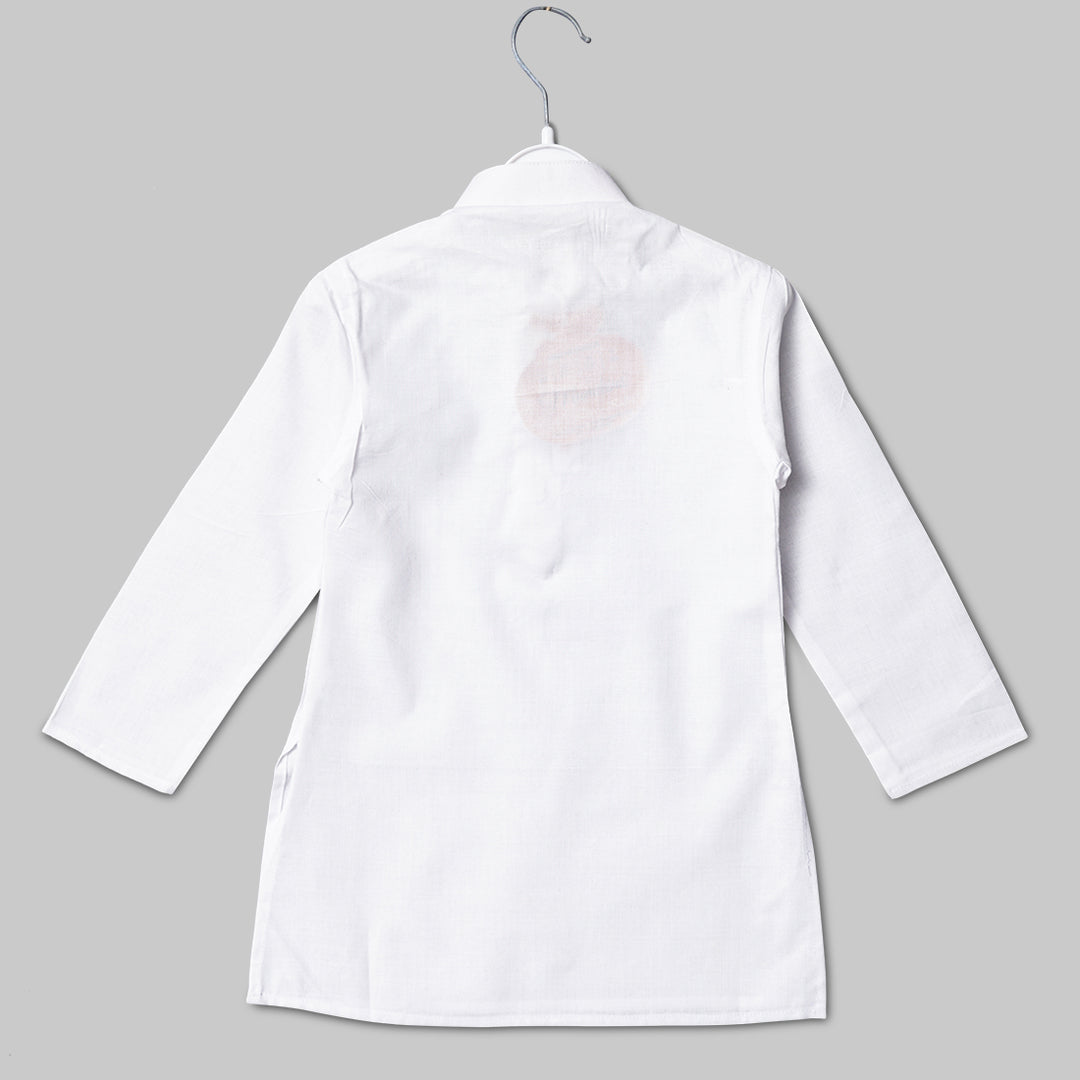 Solid White Kurta Pajama for Kids Back View