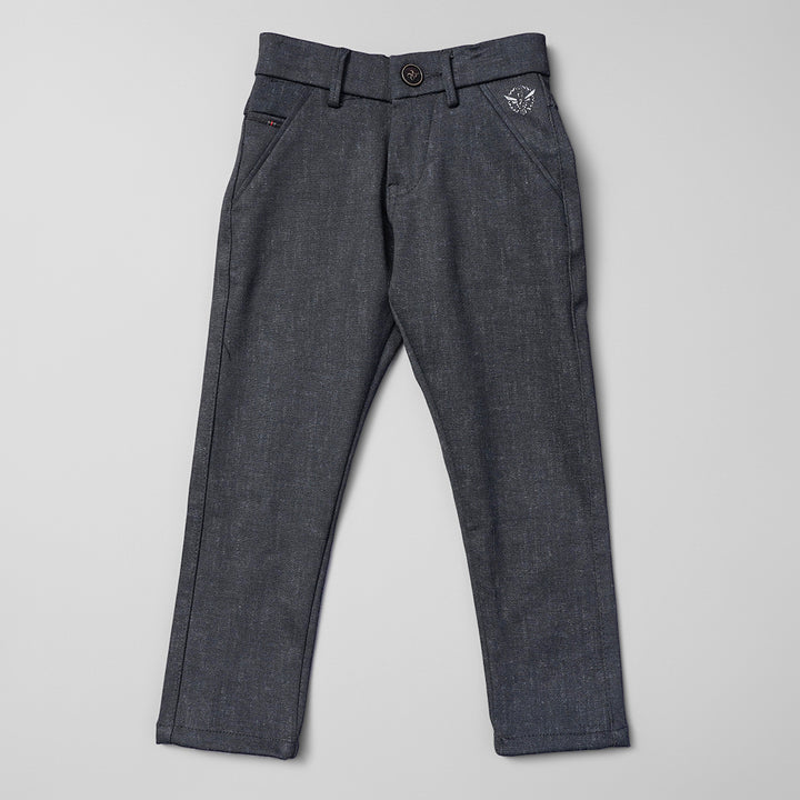 Grey Solid Jeans for Boys Front View