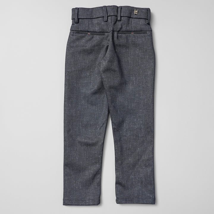 Grey Solid Jeans for Boys Back View