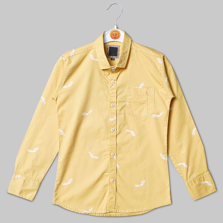 Mustard Printed Shirt for Boys Variant Front View