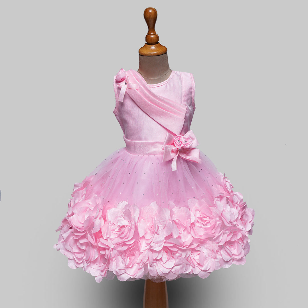 Onion & Pink Party Wear Girls Frock
