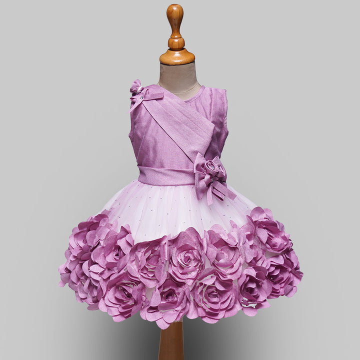 Onion & Pink Party Wear Girls Frock Front View 