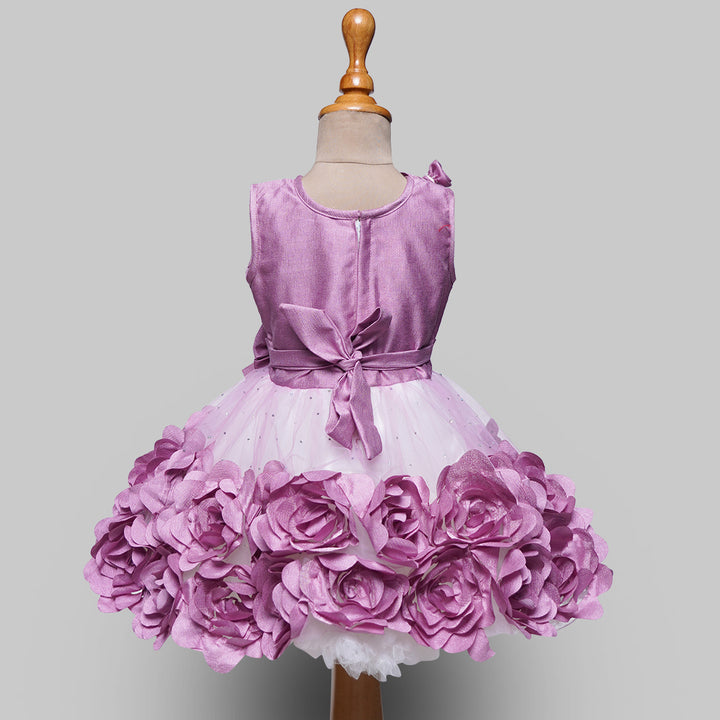 Onion & Pink Party Wear Girls Frock Back View