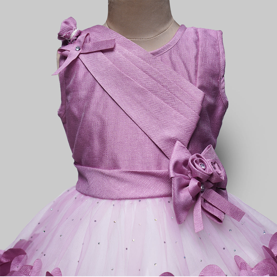 Onion & Pink Party Wear Girls Frock