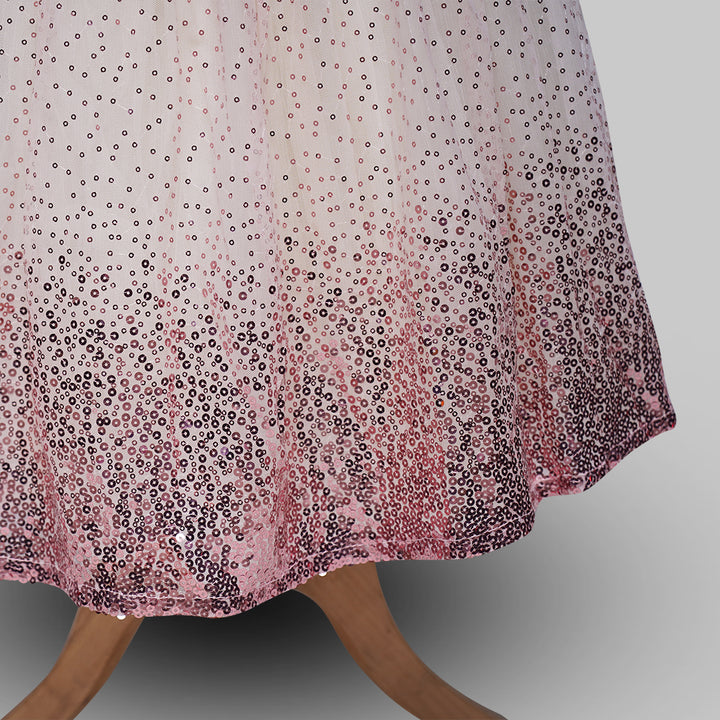 Peach Party Gown for Kids Close Up View