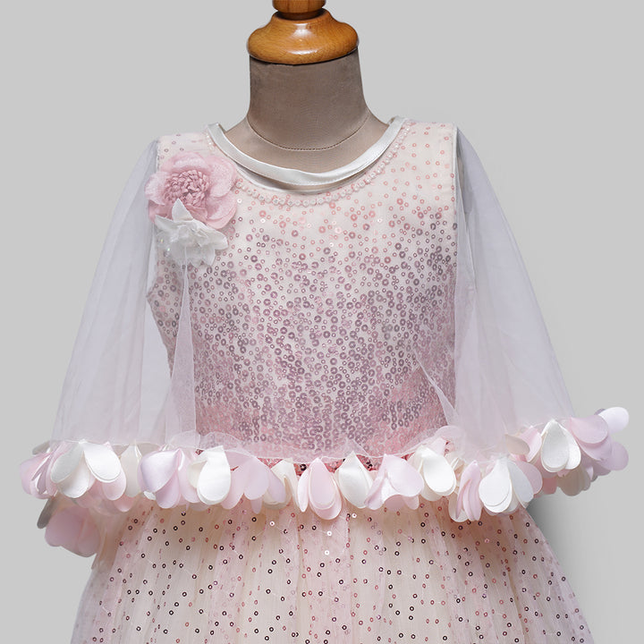 Peach Party Gown for Kids Close Up View