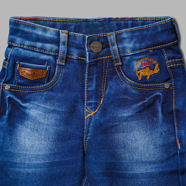 Navy Blue Jeans for Boys Close Up View