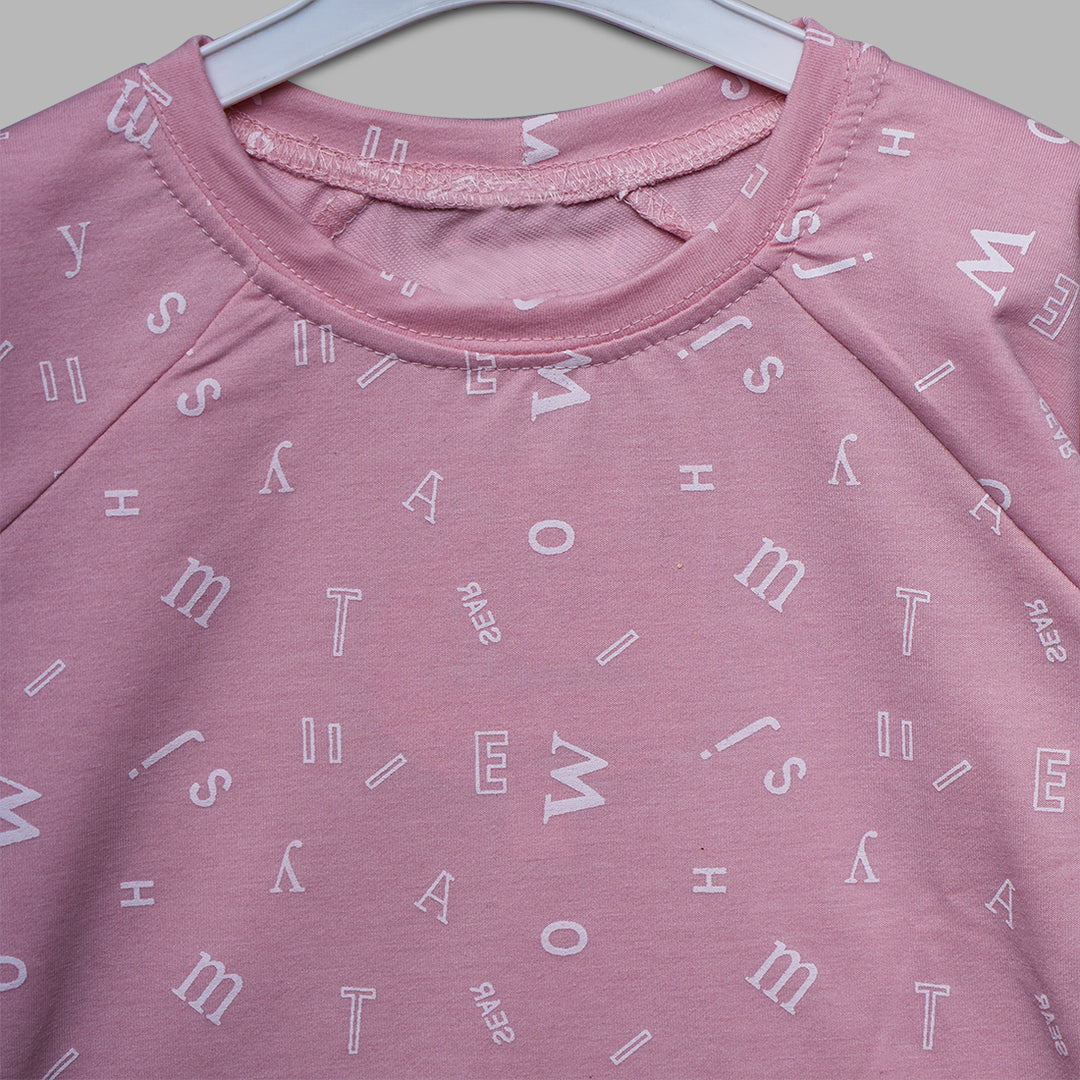 Typography Print Girls Top Close Up View