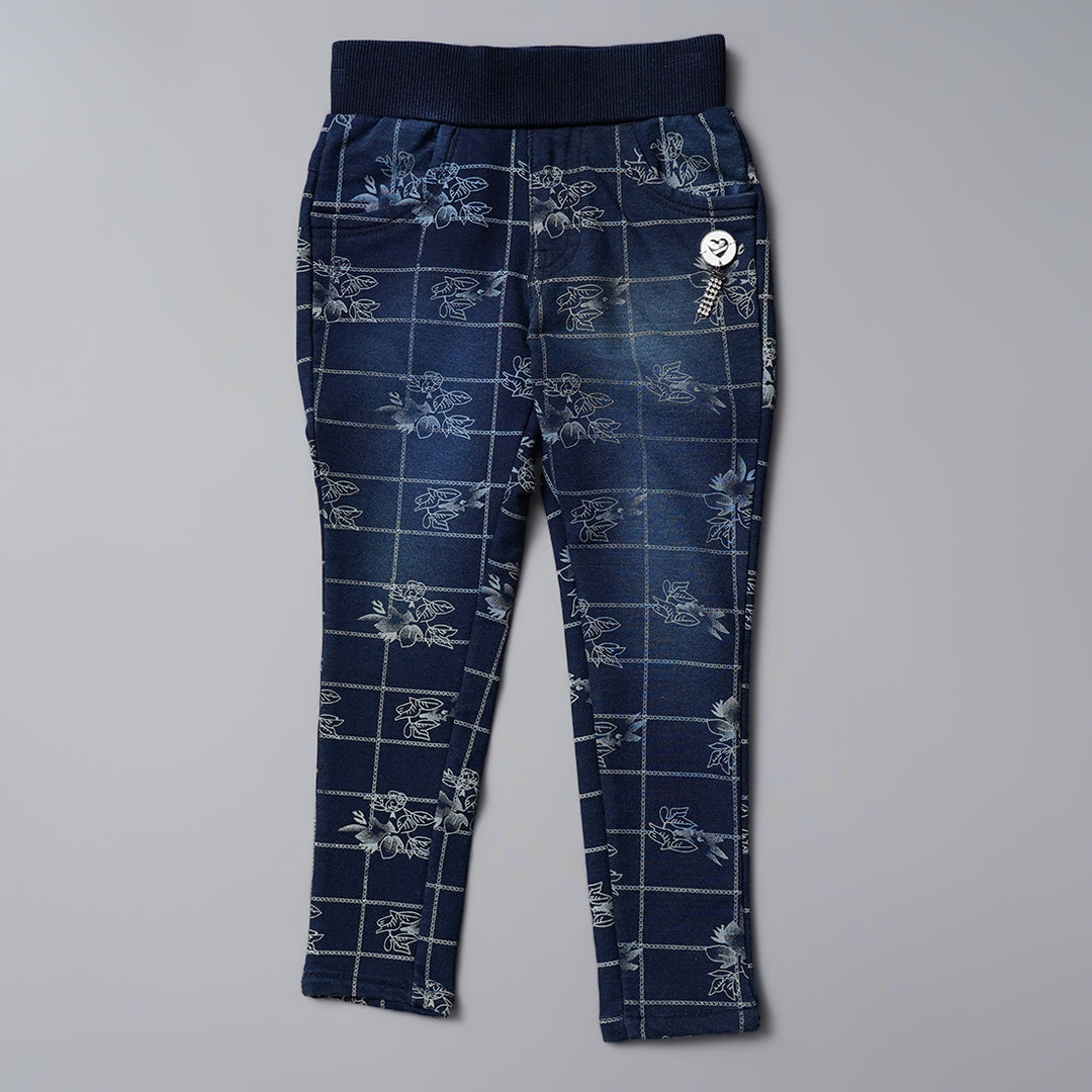 Elastic Denim Jeans for Girls Front View