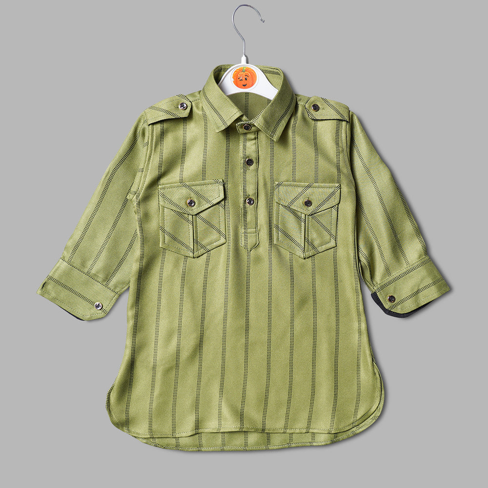 Solid Lining Pathani Boys Kurta Pajama Top View