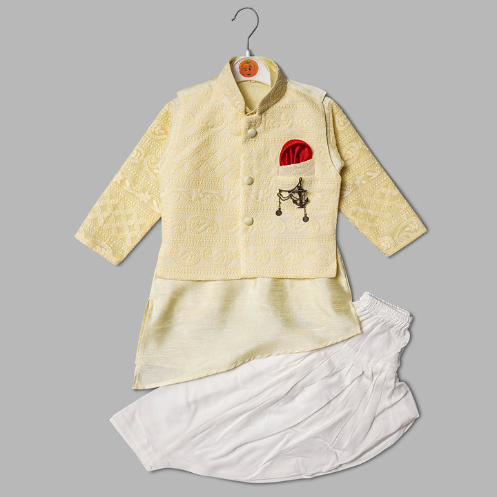 Lemon Boys Dhoti Kurta with Jacket Front View