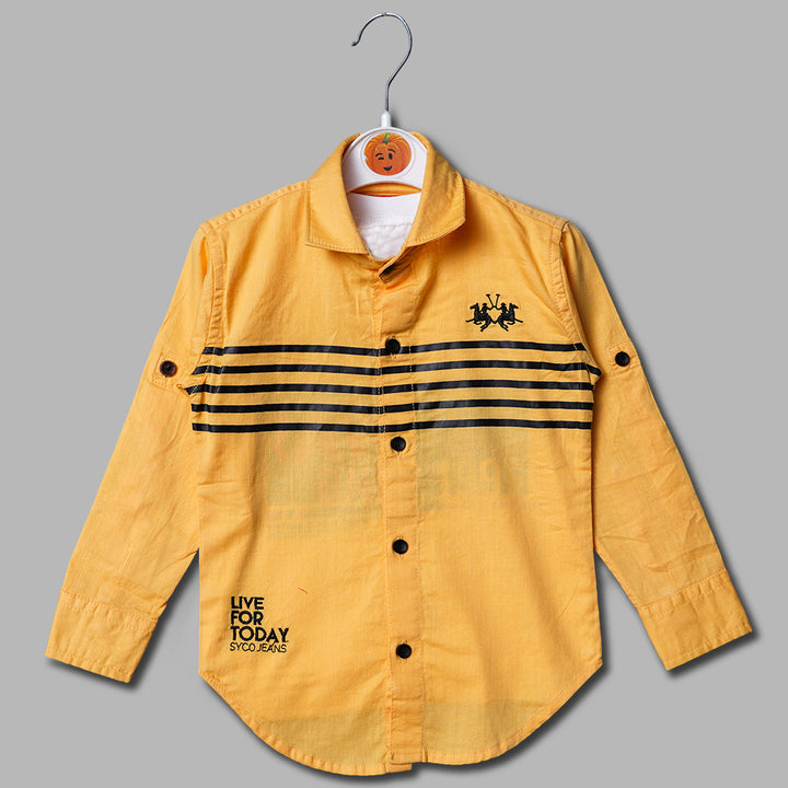 Solid Yellow 2 Pcs Set Shirt for Boys Variant Front View