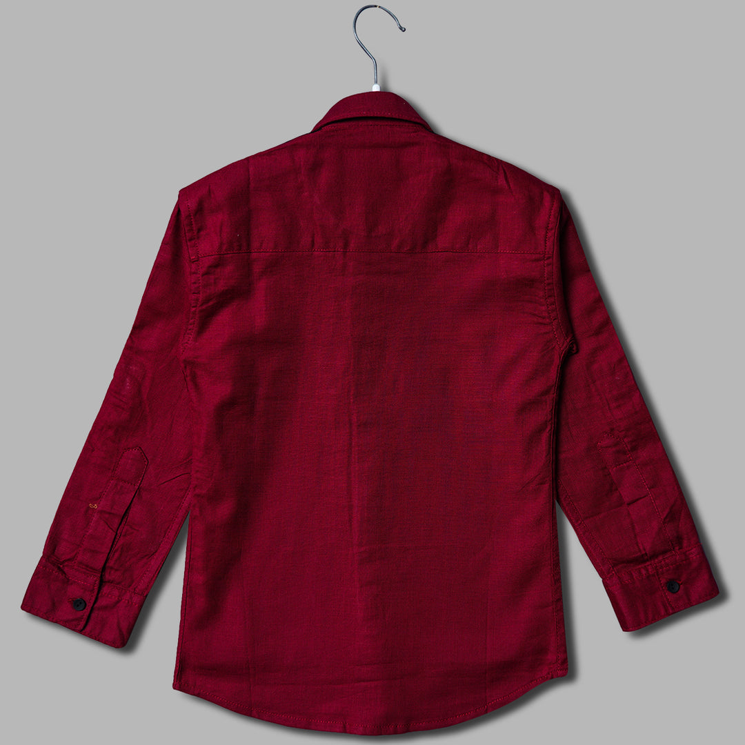 Solid Raw Printed 2 Pcs Shirt for Boys Back View