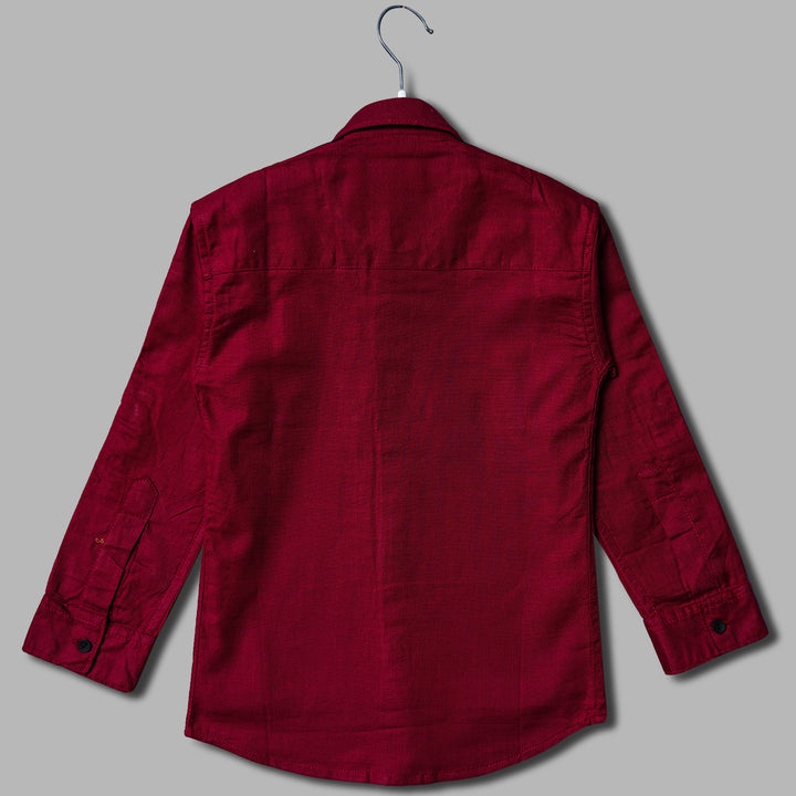 Solid Raw Printed 2 Pcs Shirt for Boys Back View