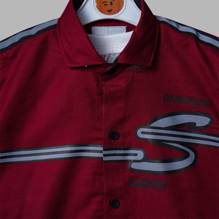 Solid Raw Printed 2 Pcs Shirt for Boys Close Up View