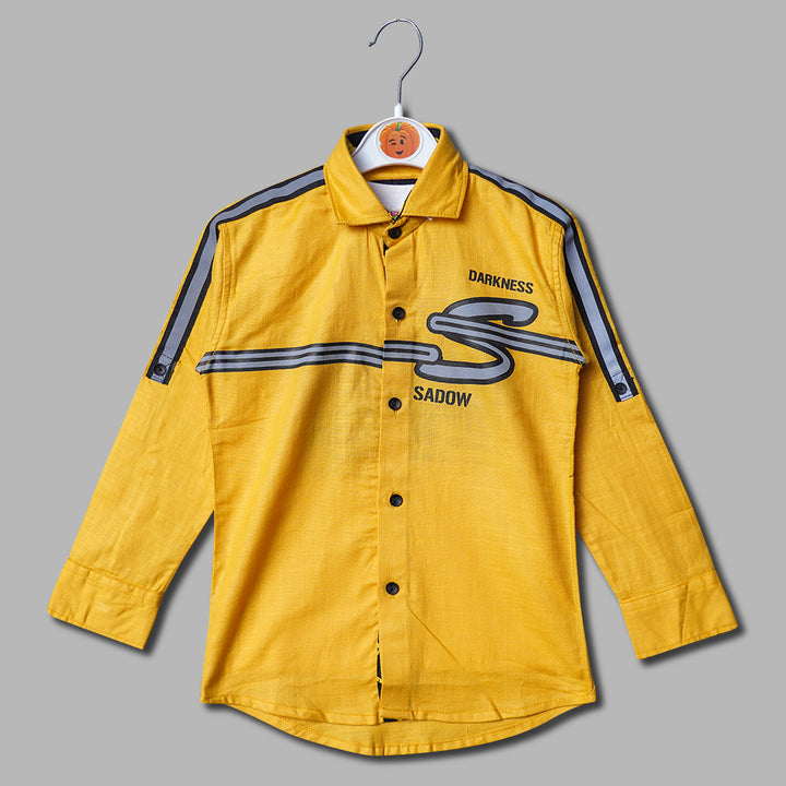 Solid Yellow Raw Printed 2 Pcs Shirt for Boys Variant Front View