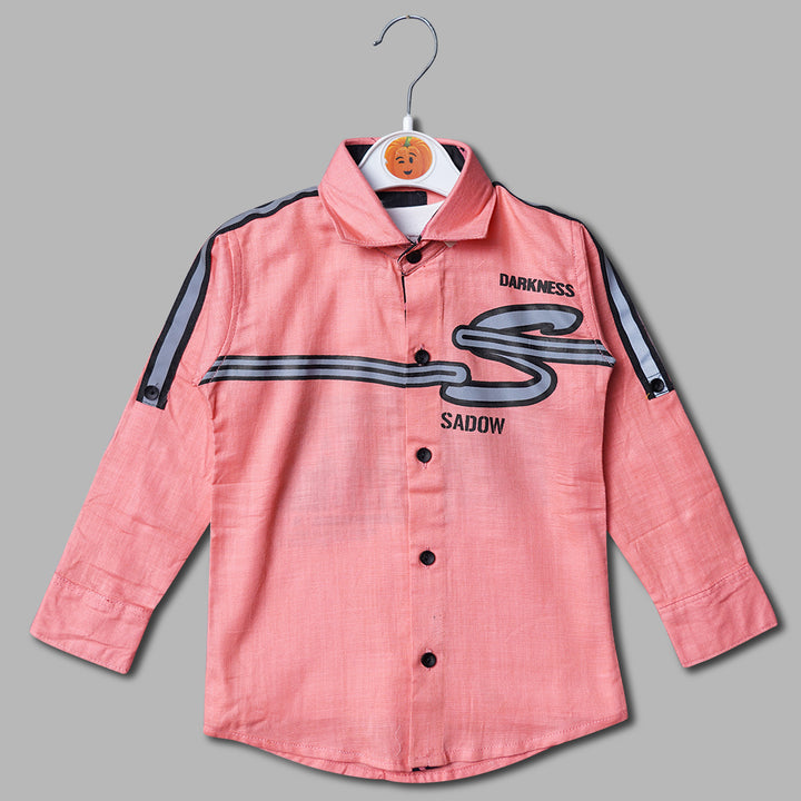 Solid Pink Raw Printed 2 Pcs Shirt for Boys Variant Front View