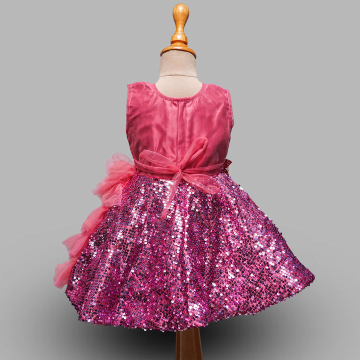 Frock for Girls with Sequin and Frills Back View
