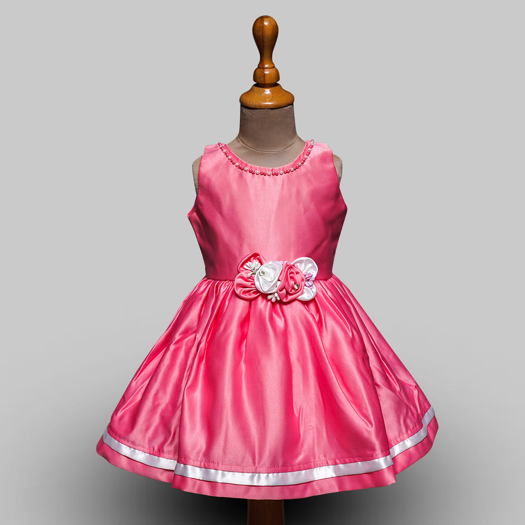 Pink & Yellow Girls Frock Front View