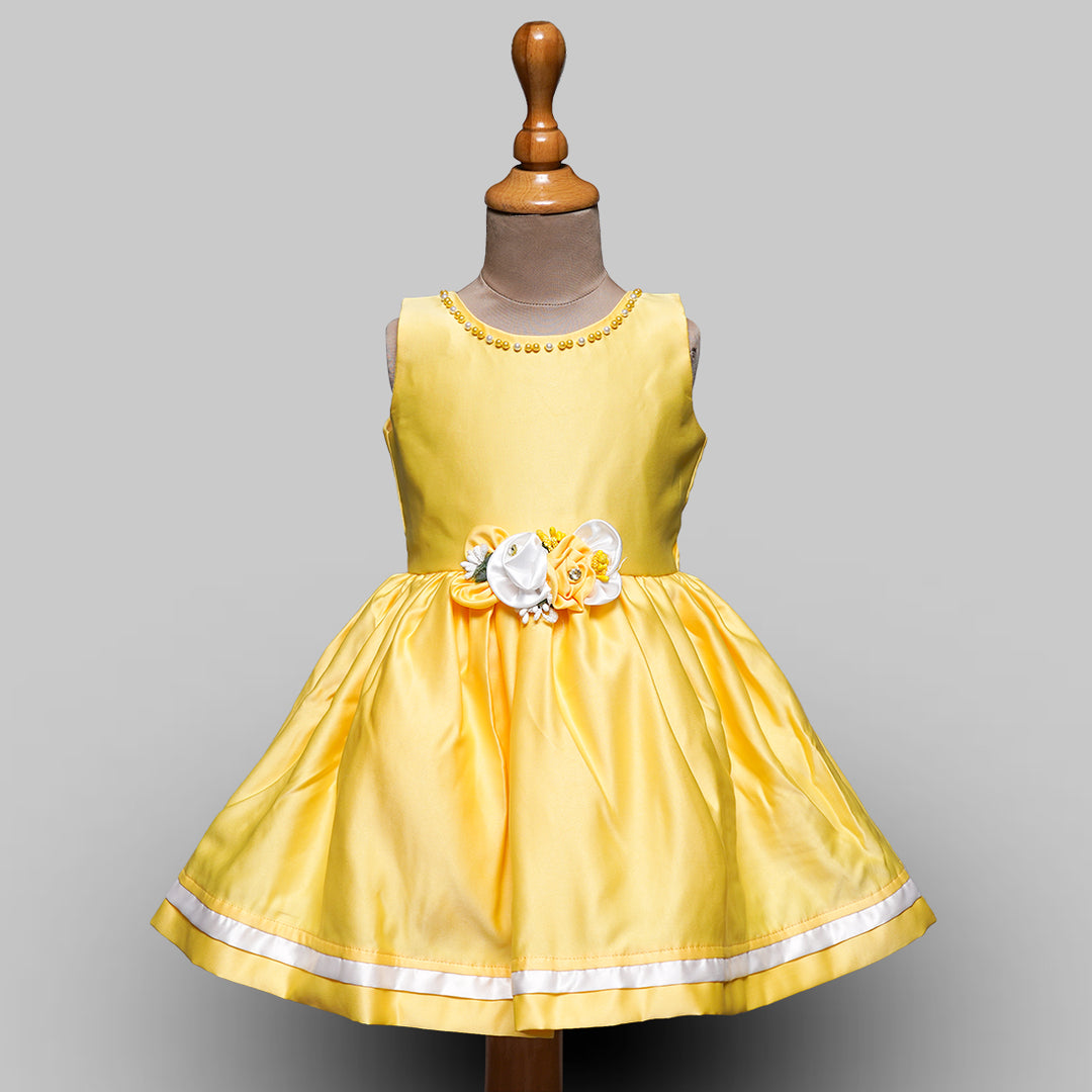 Pink & Yellow Girls Frock Front View