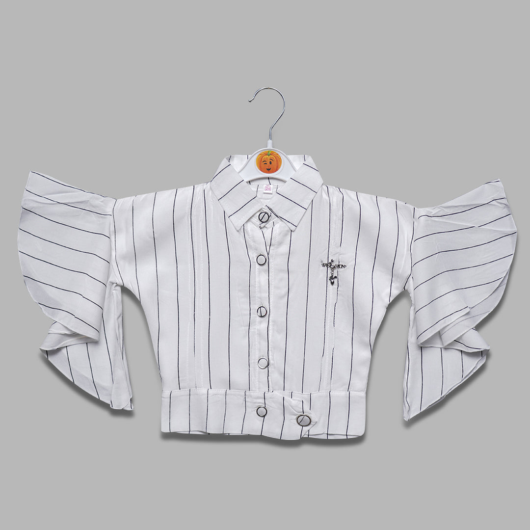 White Stripes Style Top for Kids Front View