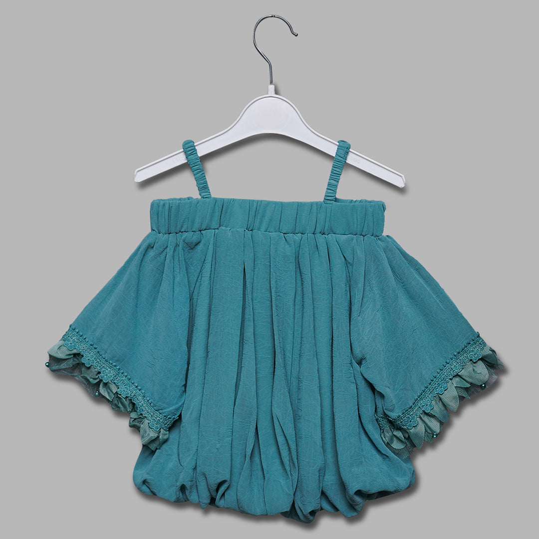 Pretty Floral Lace Embroidered Top GU132123Turquoise