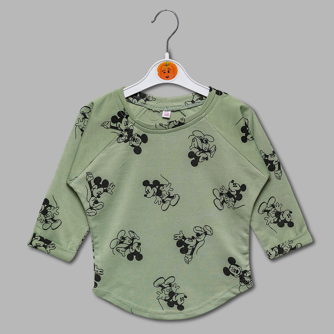 Mickey Mouse Print Top GU132383Green