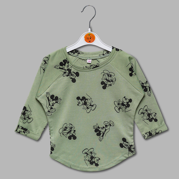 Mickey Mouse Print Top GU132383Green
