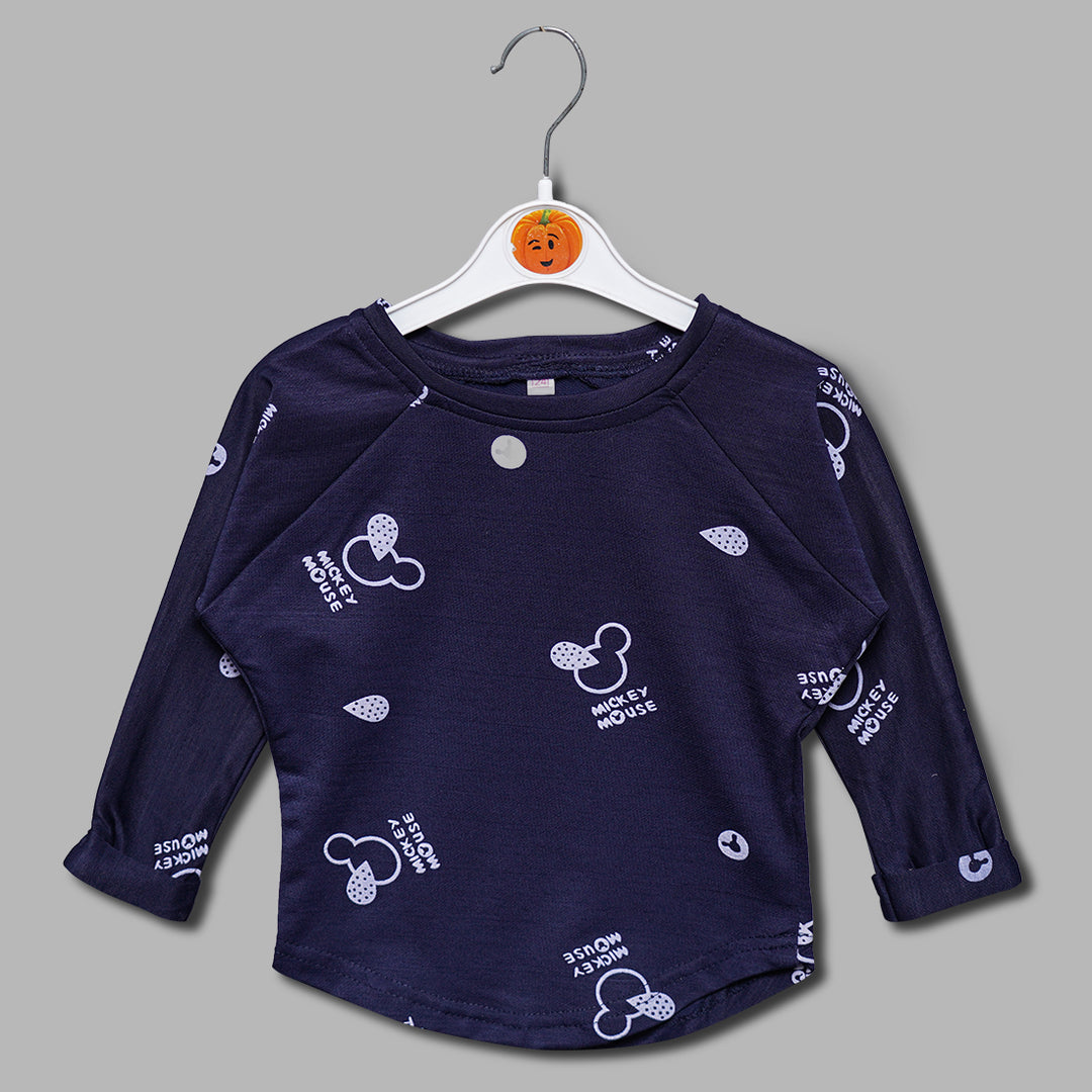 Mickey Mouse Print Top GU132383Navy Blue