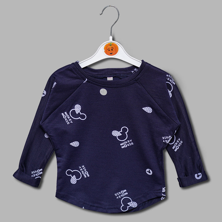 Mickey Mouse Print Top GU132383Navy Blue