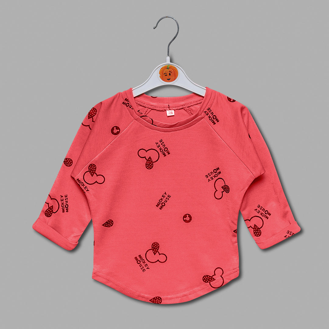 Mickey Mouse Print Top GU132383Pink