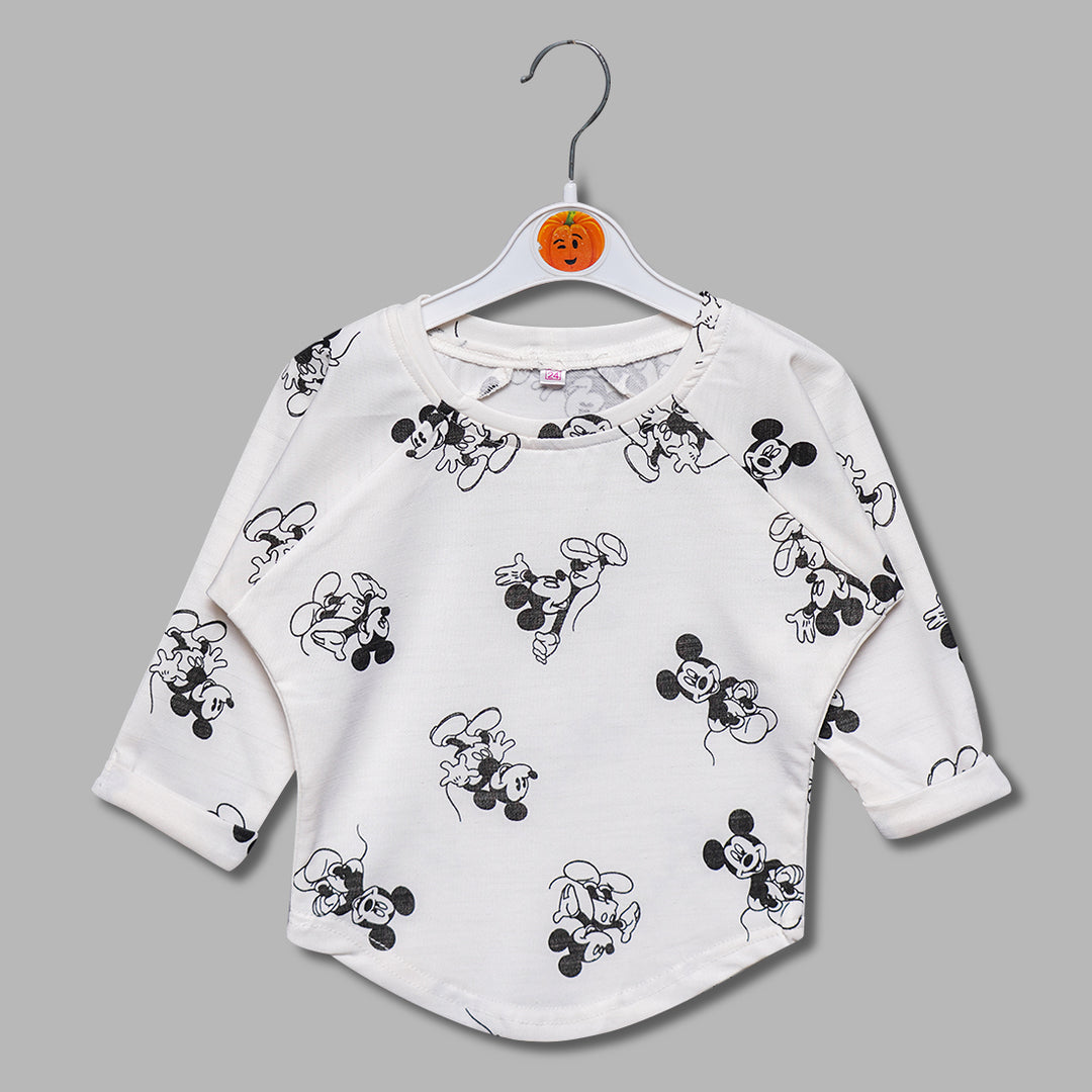 Mickey Mouse Print Top GU132383White