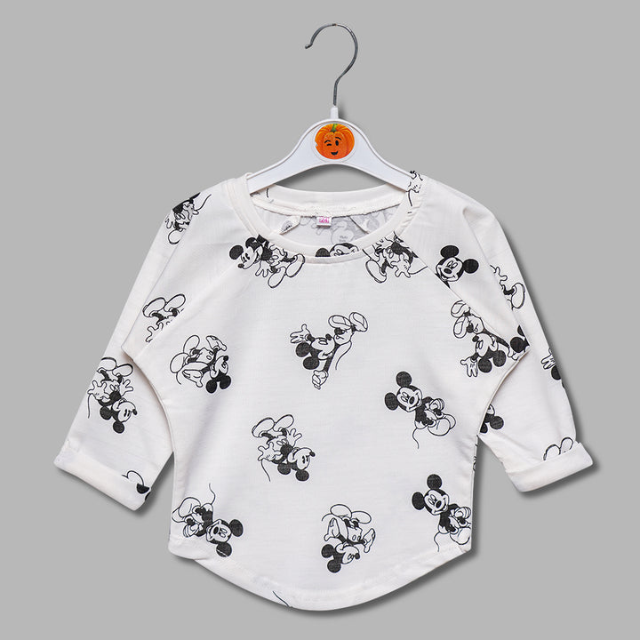 Mickey Mouse Print Top GU132383White
