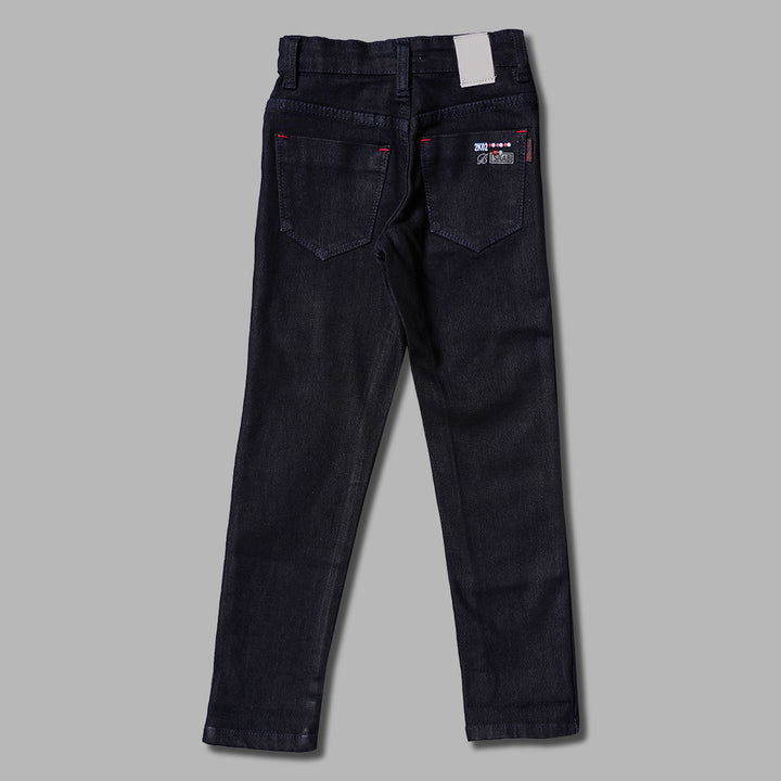 Black & White Solid Jeans for Boys Back View