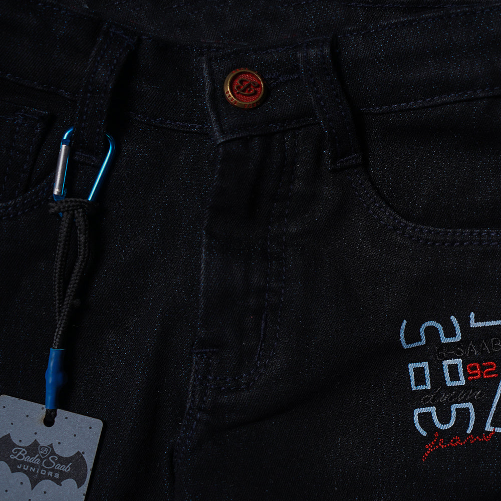 Black & White Solid Jeans for Boys Close Up View