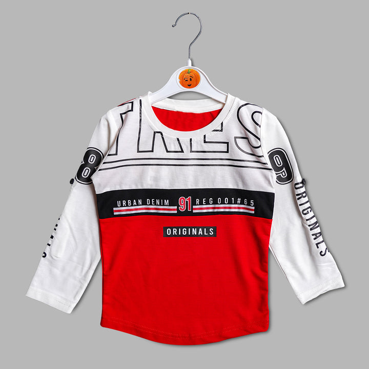 White Full Sleeves T-Shirts For Kids Variant Front View