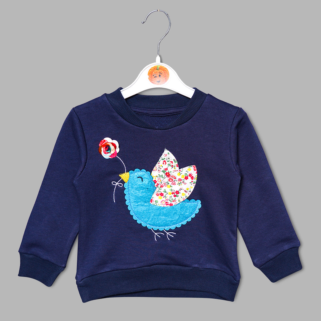 Pretty Embroidered Sparrow Top Front View