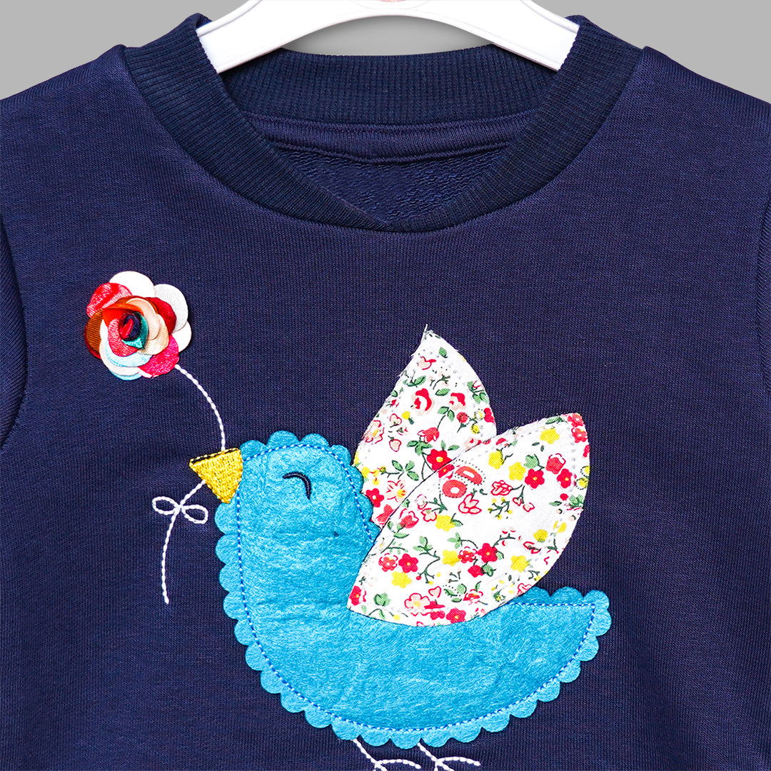 Pretty Embroidered Sparrow Top Close Up View