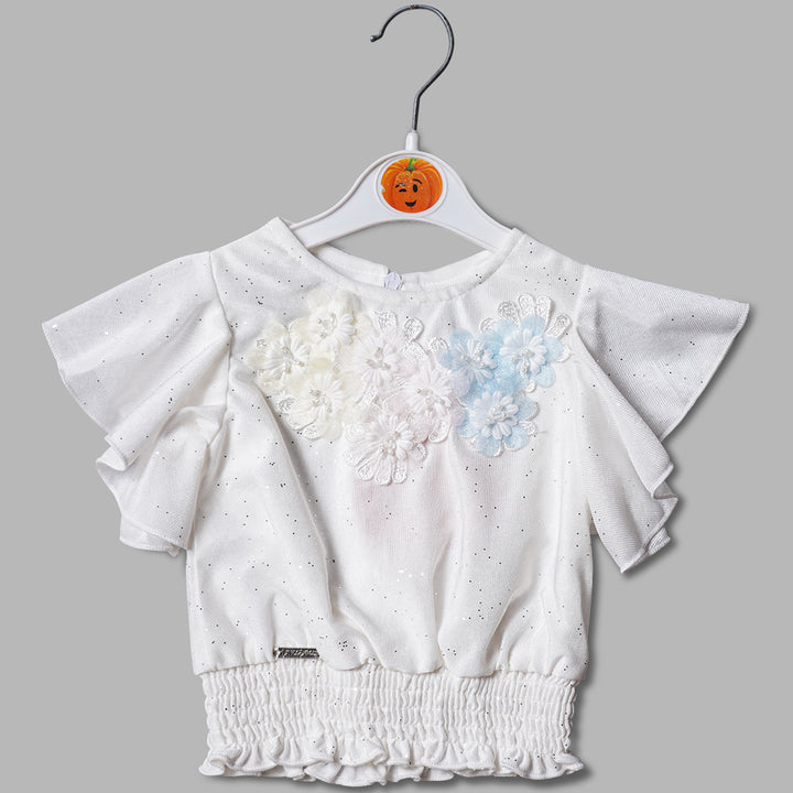 Pretty Skirt And Doted With Flowers Stylish Top Set GS209482CMulti