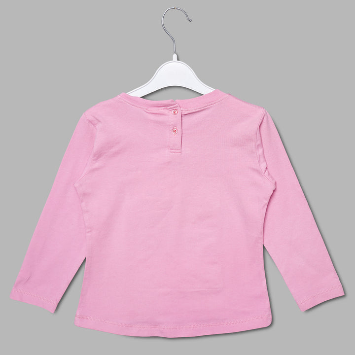 Pink Printed Girls Top Back View