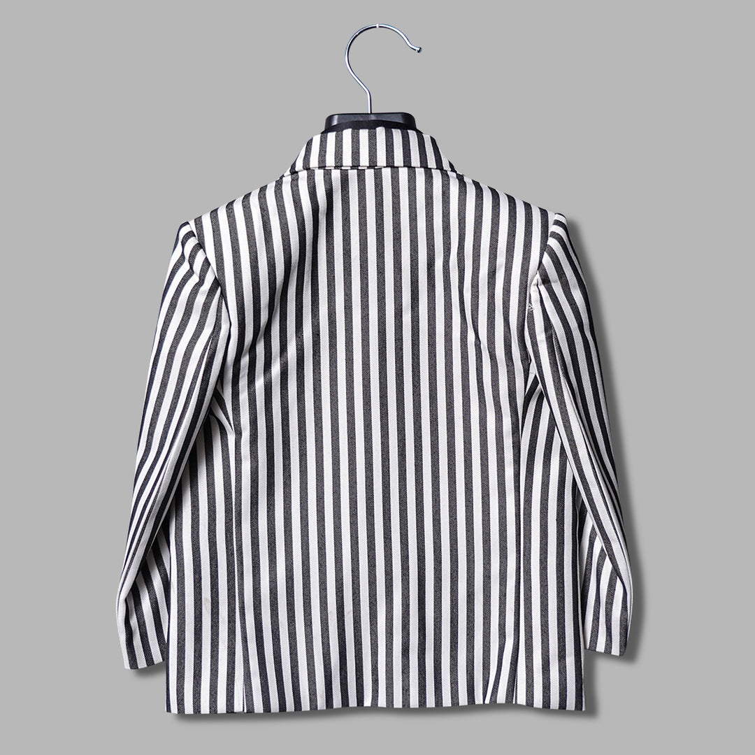 Black & White Striped Boys Suit Back View