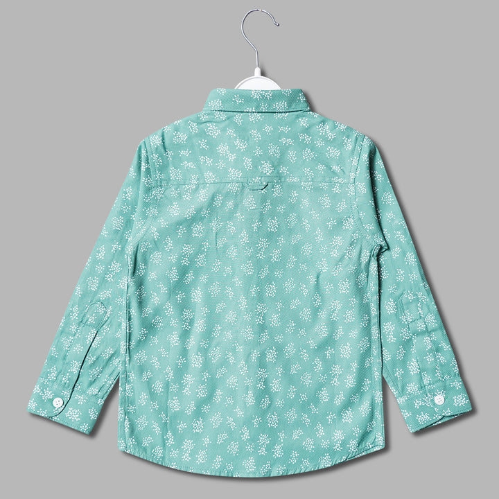 Solid Leaf Print Shirt for Boys Back View