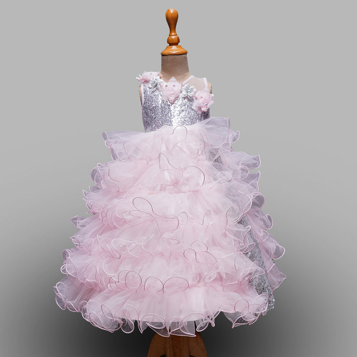 Pink Sequin Gown for Girls Front View