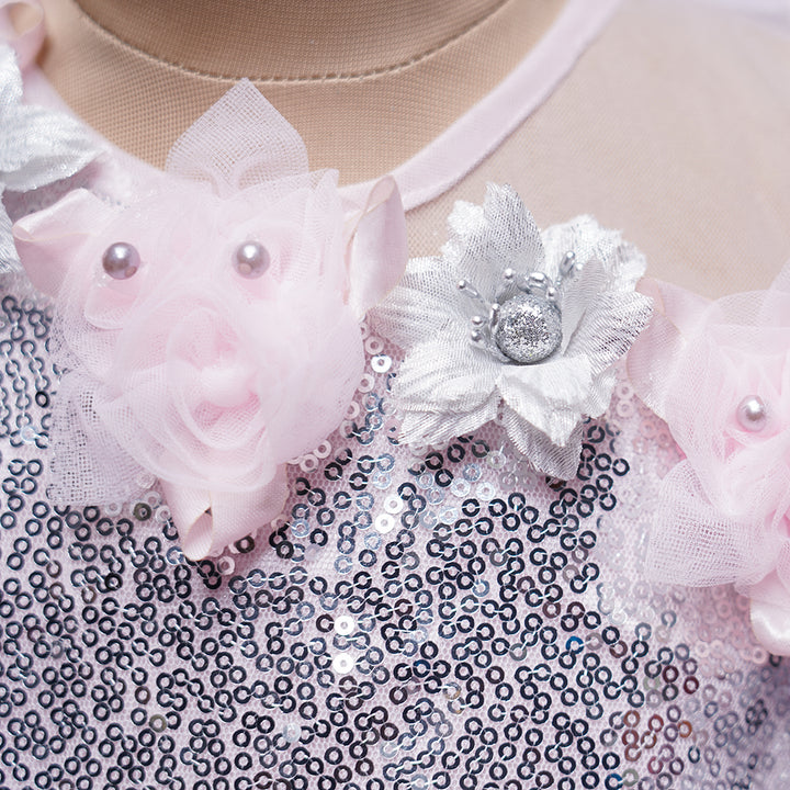 Pink Sequin Gown for Girls Close Up View