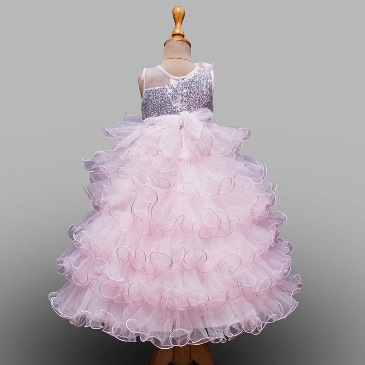 Pink Sequin Gown for Girls Back View